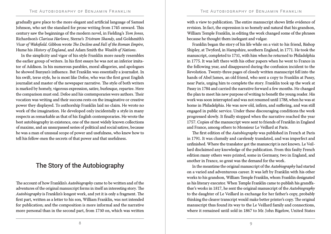 The Autobiography of Benjamin Franklin